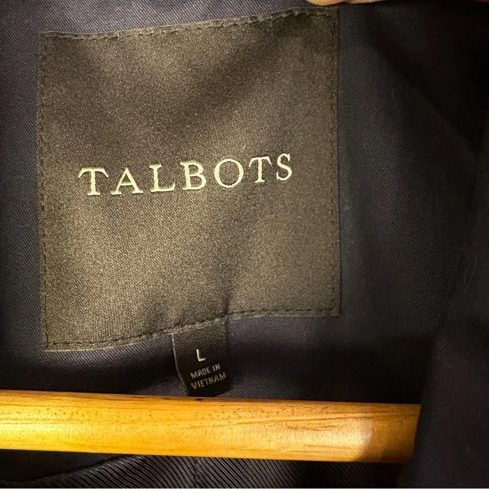 Talbots Navy Blue Cotton Peacoat Jacket Double Breasted Nautical Preppy - Picture 5 of 9